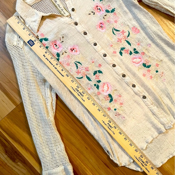 Aratta Silent Journey Button Down Embroidery Shirt XS - Picture 6 of 7